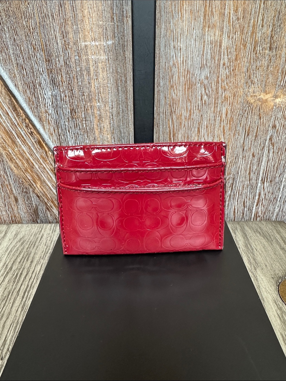 Coach Red Patent Embossed Card Case